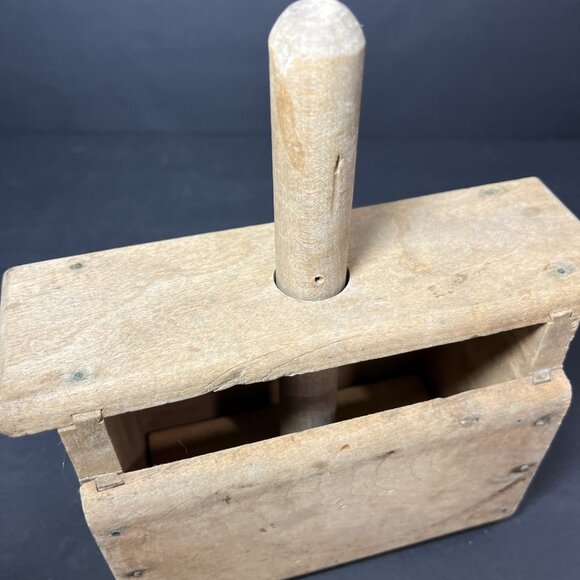 Vtg. Handmade Wood Butter Press Mold Dovetail Joints Rustic Primitive Decor X - Picture 13 of 14